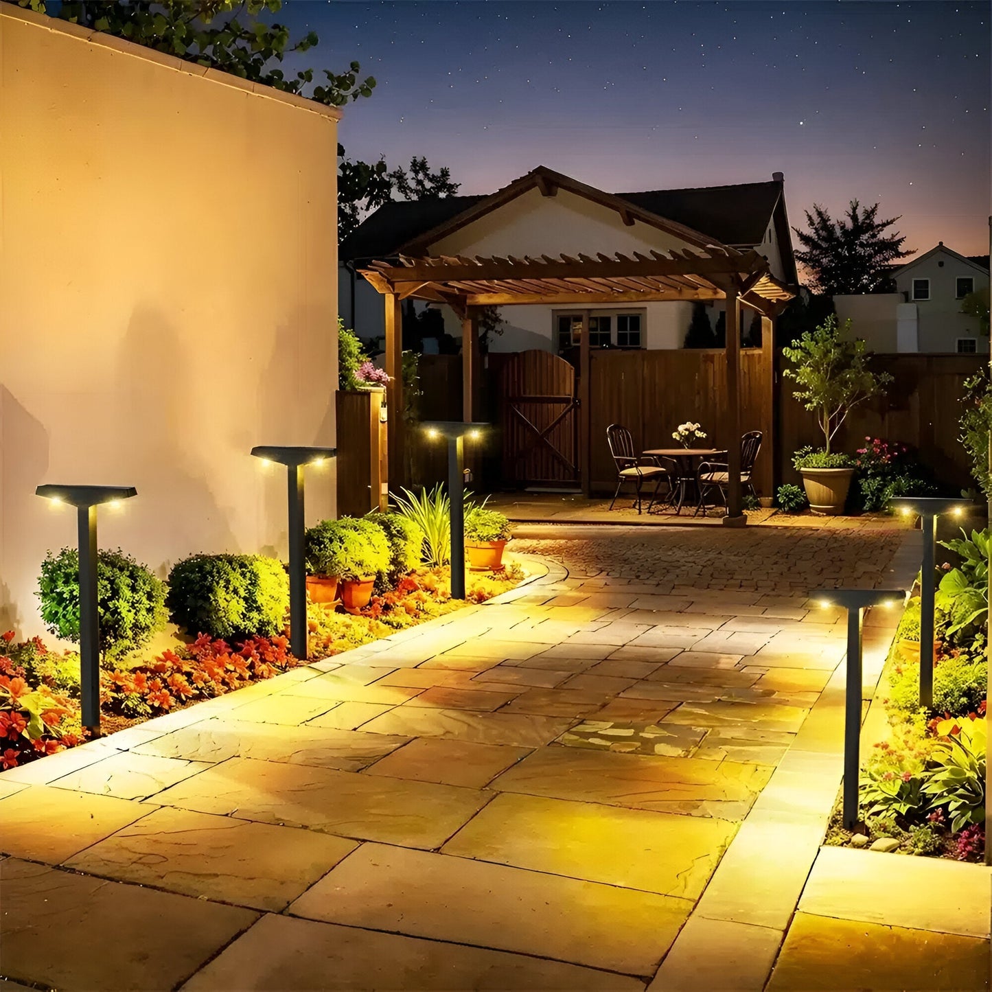 4er Set Solar Gartenleuchten für Außenbereich – Energieeffiziente Beleuchtung für Terrasse und Garten