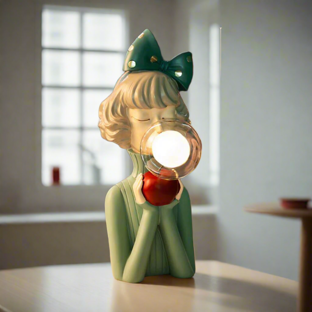 Garduru – Handgemachte Tischlampe mit Holzbasis & Diffusem Licht für Skandi-Chic