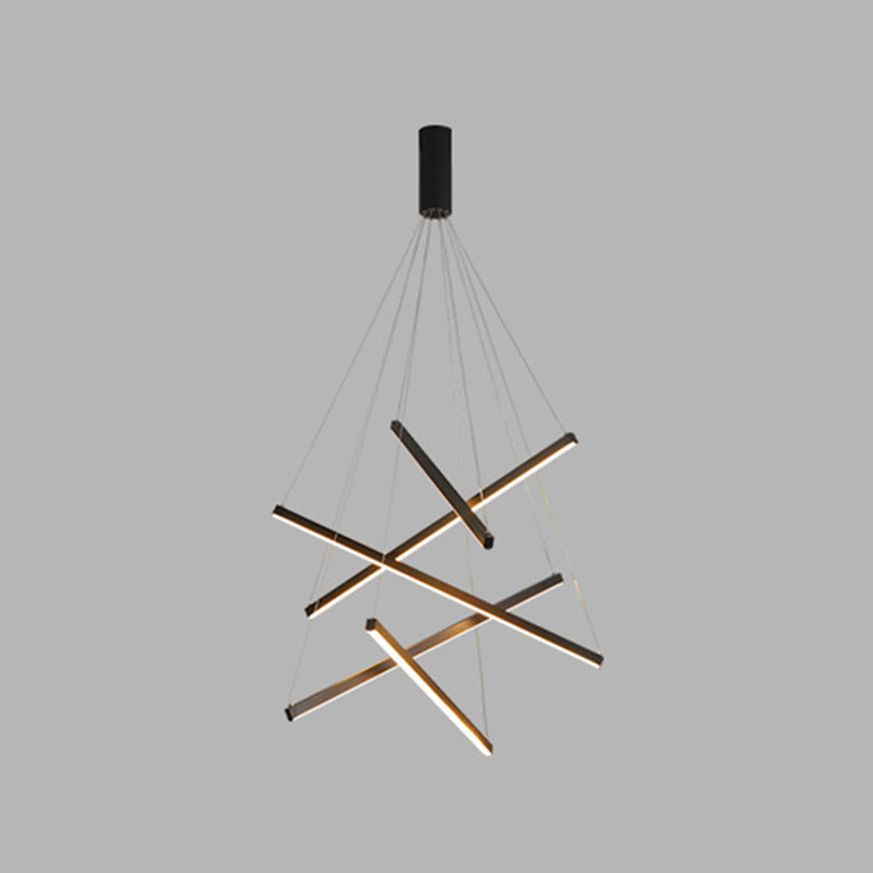 Schwarze LED-Hängelampe im minimalistischen Metallstil für die Lobby