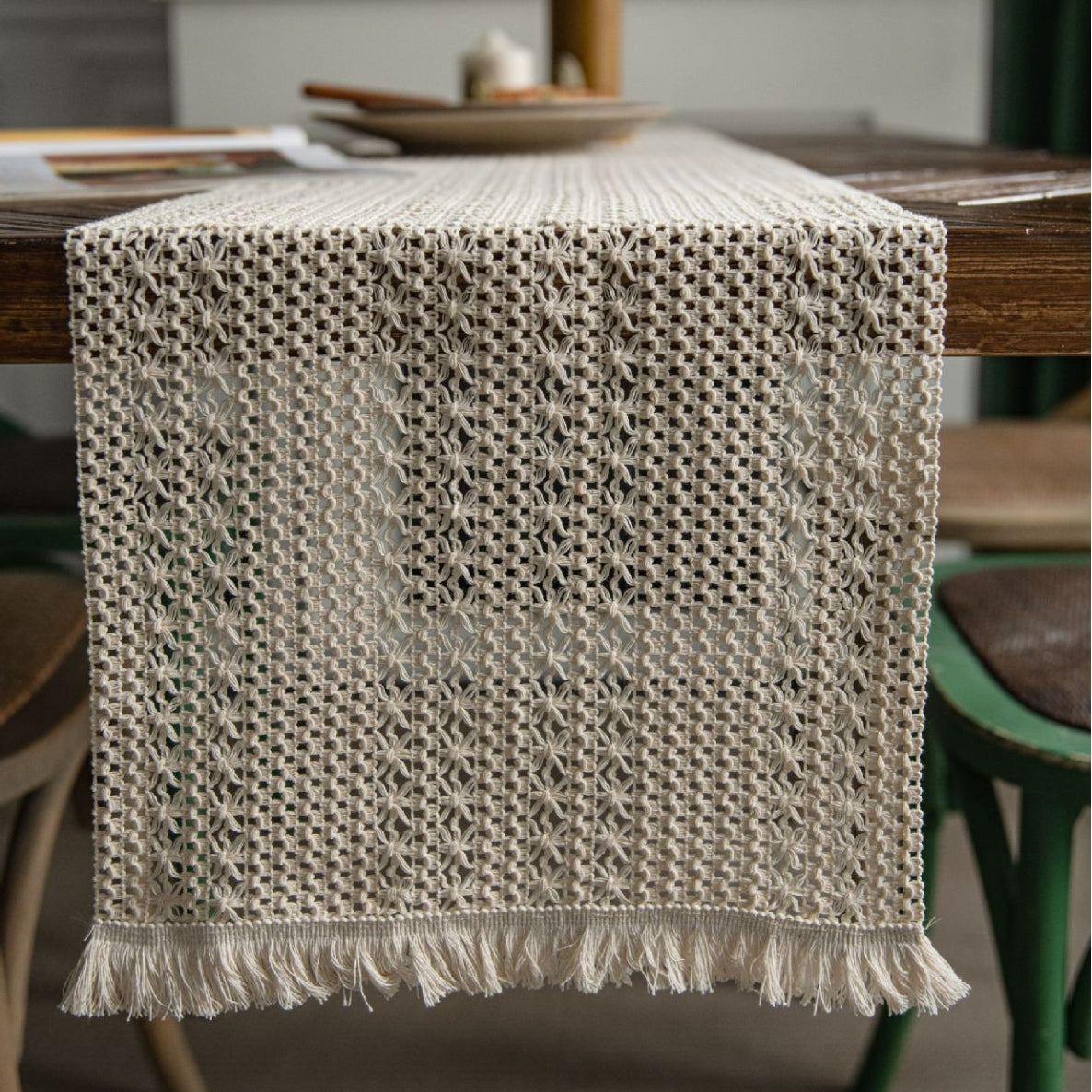 Einfarbiger Gestrickter Tischläufer