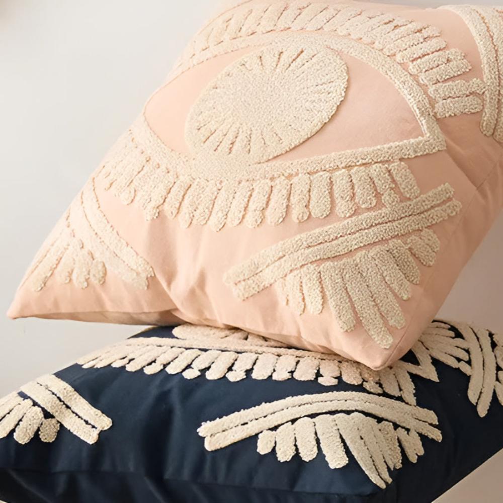 Boho-Augen bestickter Kissenbezug