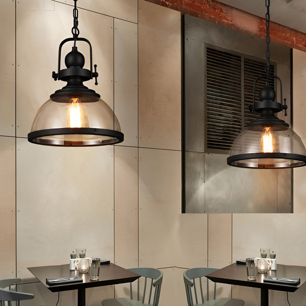Pendelleuchte Industrie Glas-Domlampe