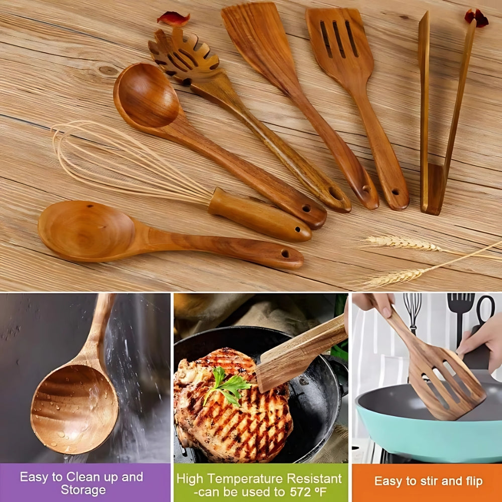 TeakMaster – Luxus Holz Küchenutensilien Set für ultimativen Kochkomfort (7-teilig)