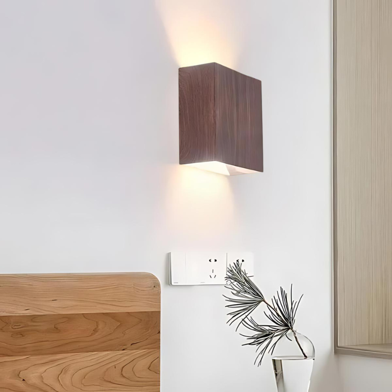 Nordic Wood Wandlampe mit warmem LED für Wohn- und Bürodekor