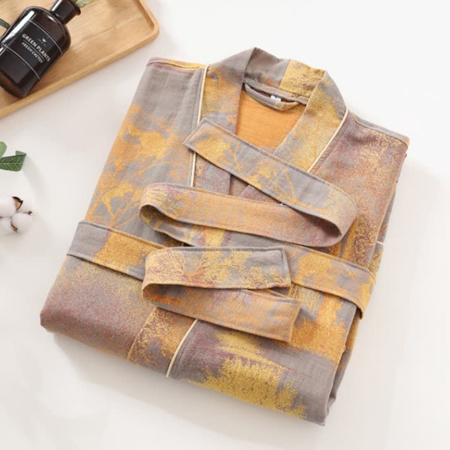 Weicher Kimono-Stil Baumwollbademantel