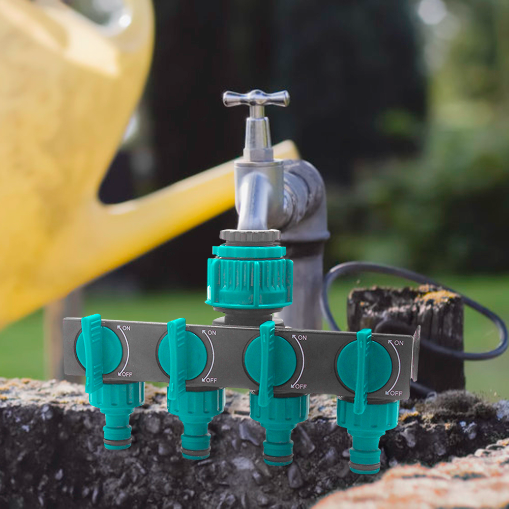 Universeller 4-Wege Garten-Schlauchverteiler – Verstellbarer Wasserhahnverteiler
