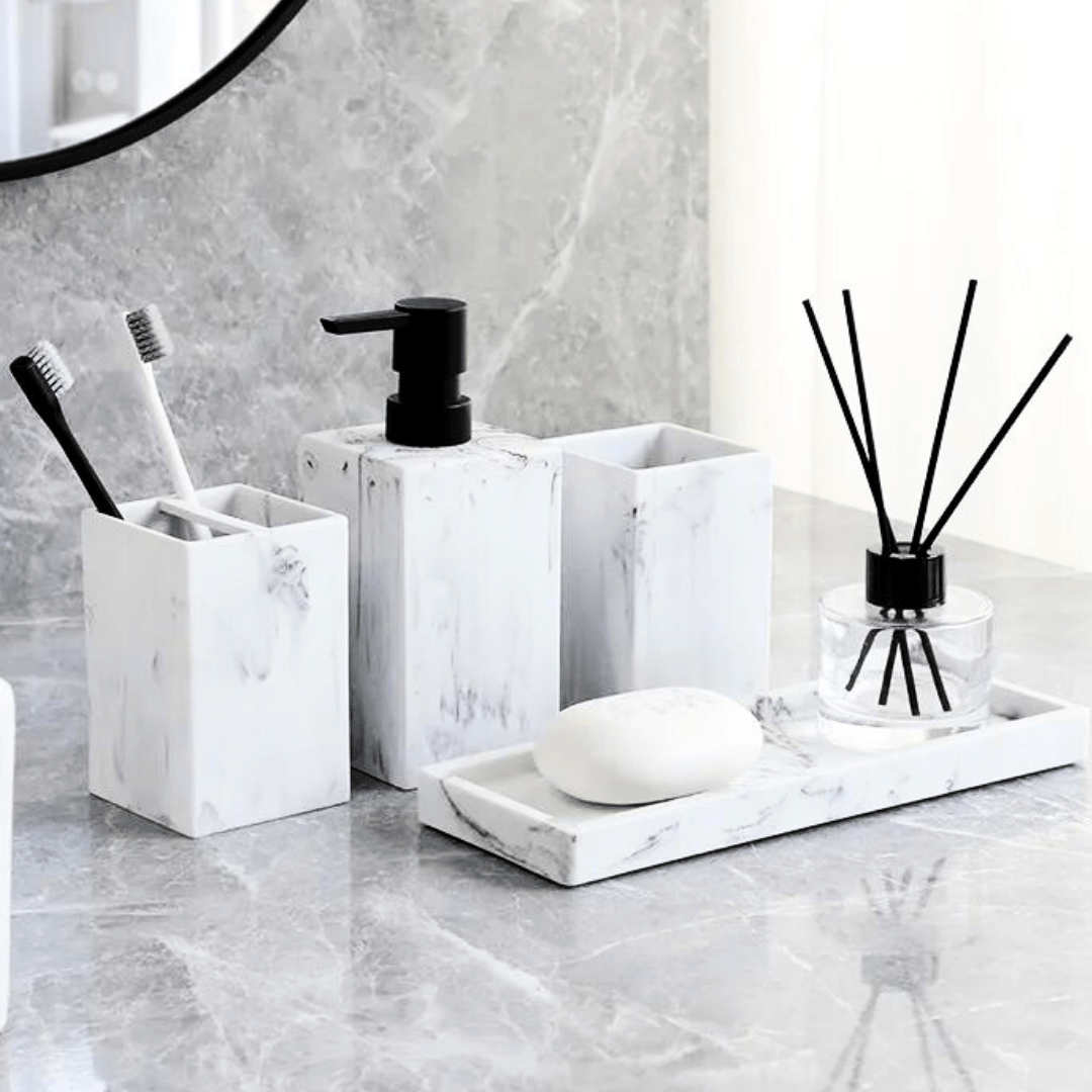 Garduru Marmor Badezimmer-Set für stilvolle Organisation