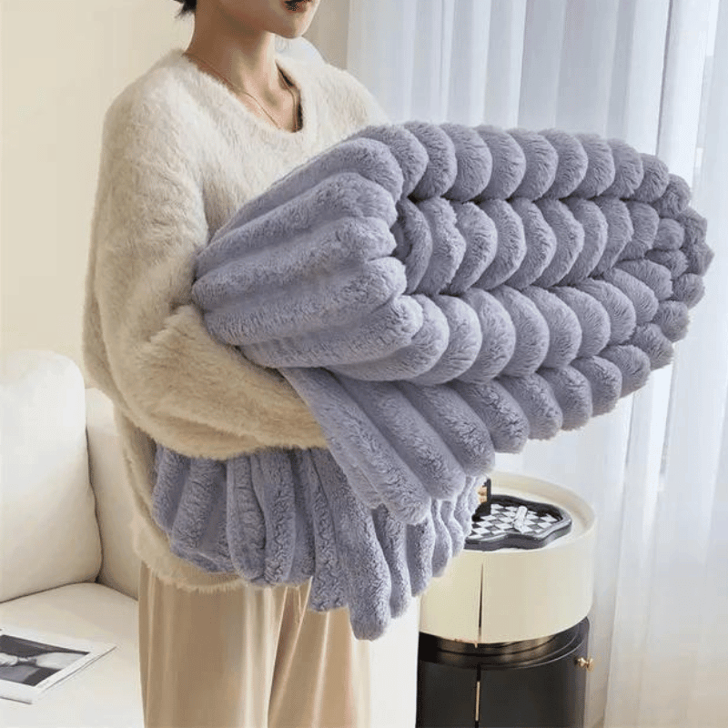 Gerippte Plüsch Chenille Wurfdecke