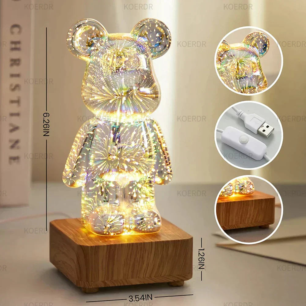 3D Galaxie Feuerwerk LED Bärenlampe