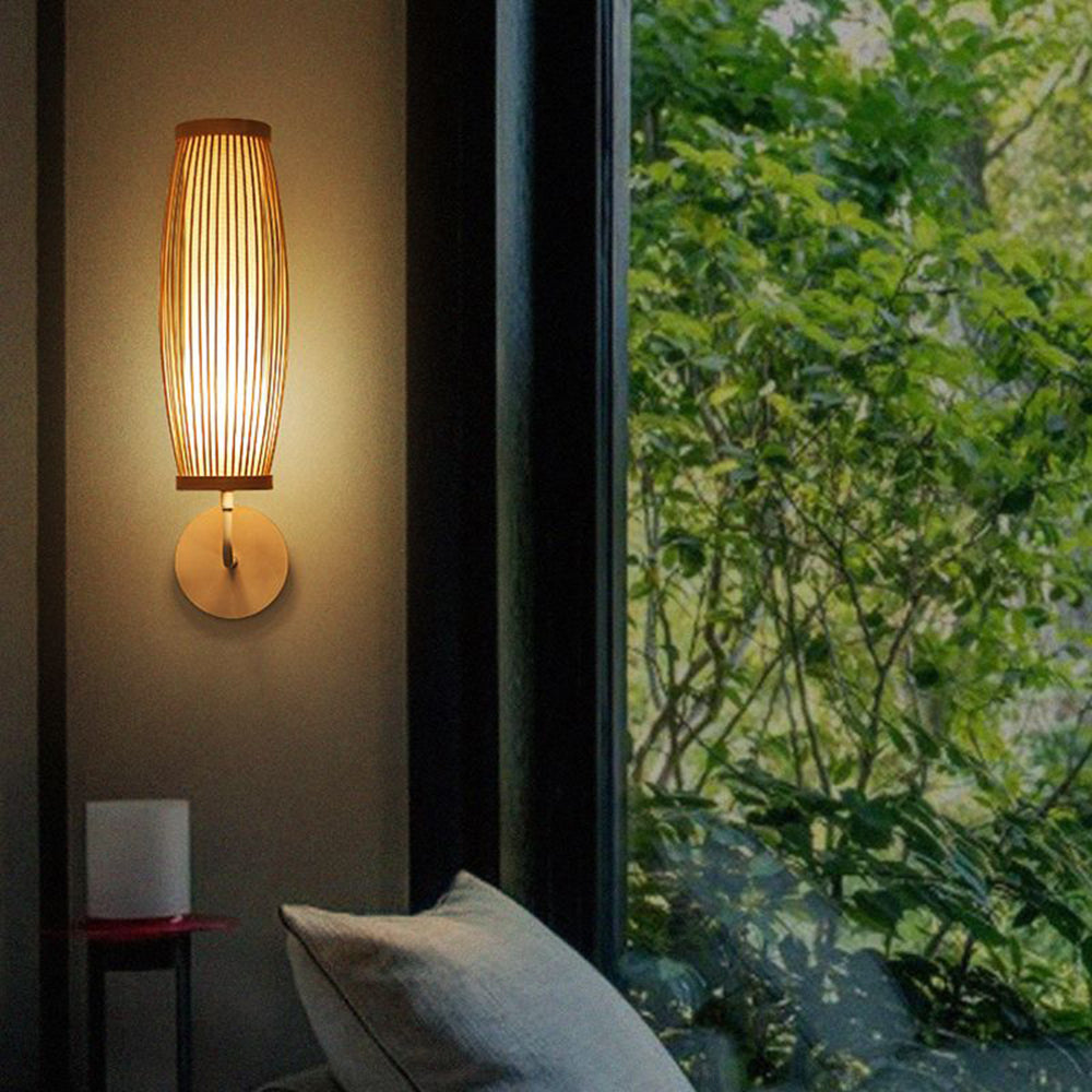 Muto Japanische LED-Wandleuchte – Innenbereich – Schlafzimmer/Wohnzimmer – Bambus