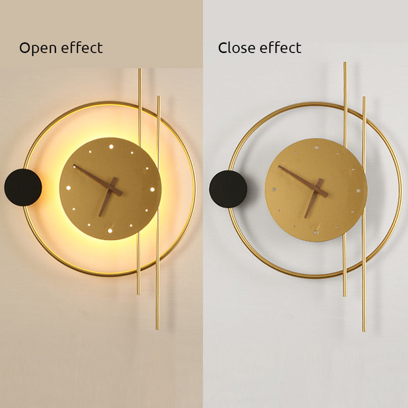 Garduru LED Wandlampe mit Uhr – Schwarz, Metall für Kinderzimmer