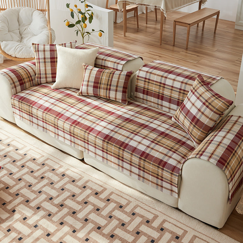 Baumwoll-Leinen-Webung Schottisches Plaid Sofa-Couchbezug