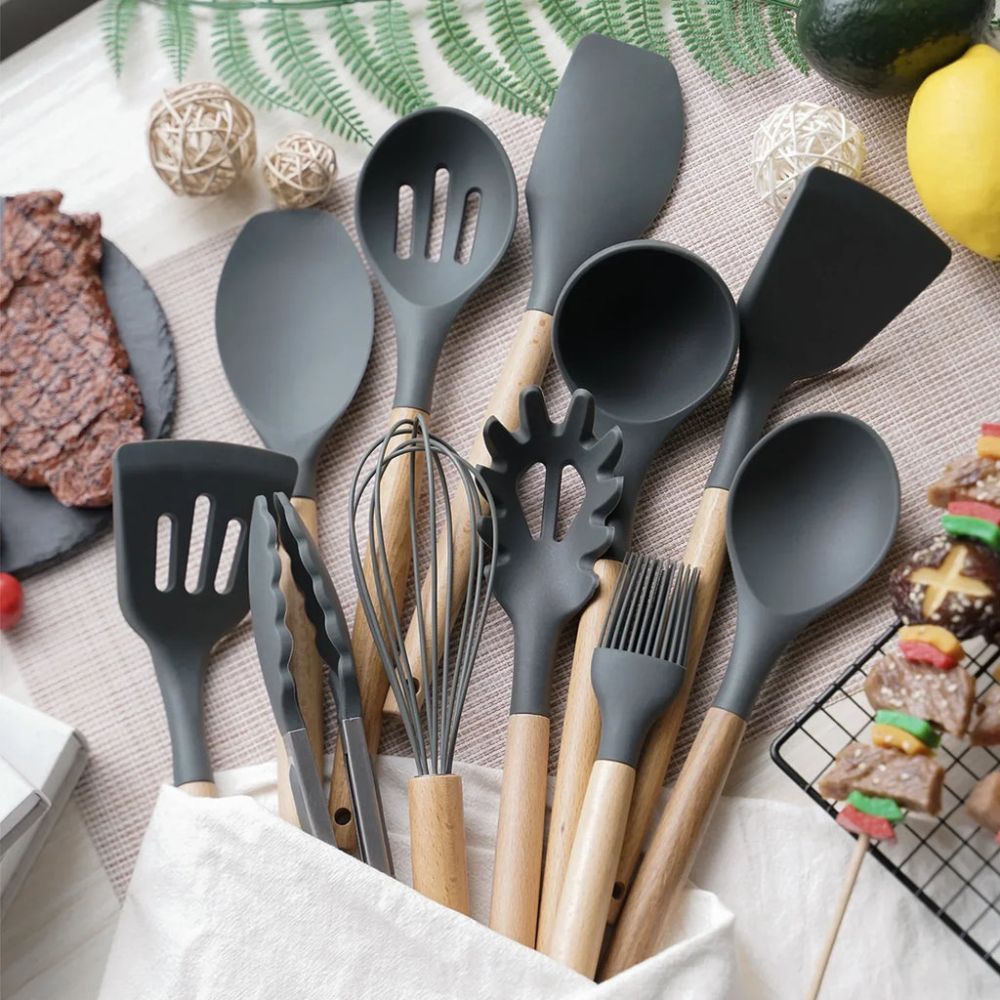 12 Stück Silikon Antihaft Kochutensilien Set