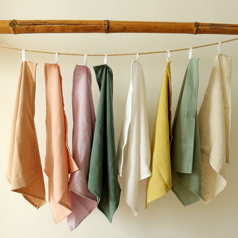 Minimalistische Schlichte Farb Baumwoll-Leinen Servietten - Set von 4