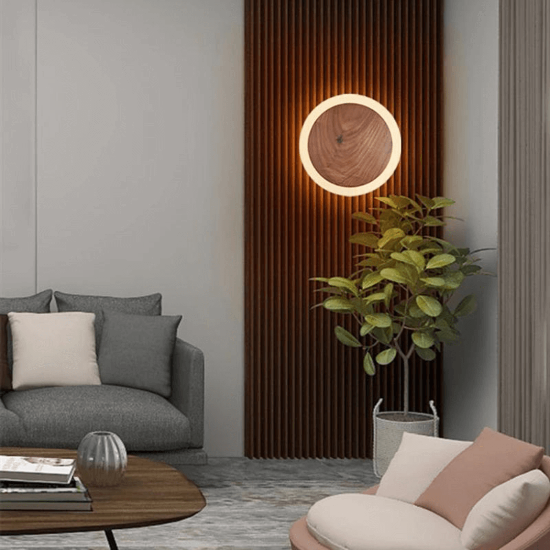 Nordic Walnut LED Wandleuchte - Moderne Holz Akzentbeleuchtung