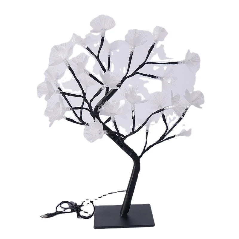 Tischlampe aus Blumenbaum mit Glasfaser - Weiß