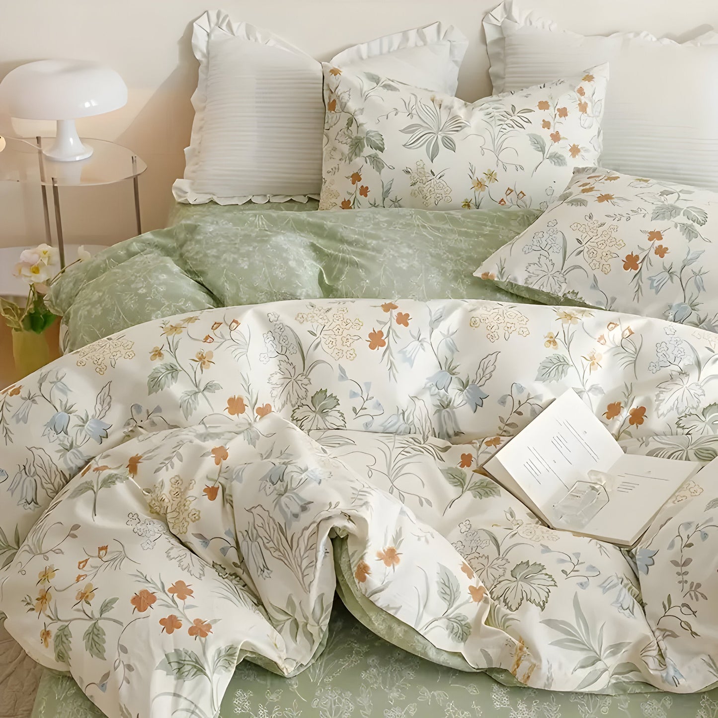 Garduru Bettdecken-Set - 3-teiliger Floral-Bettdeckenbezug