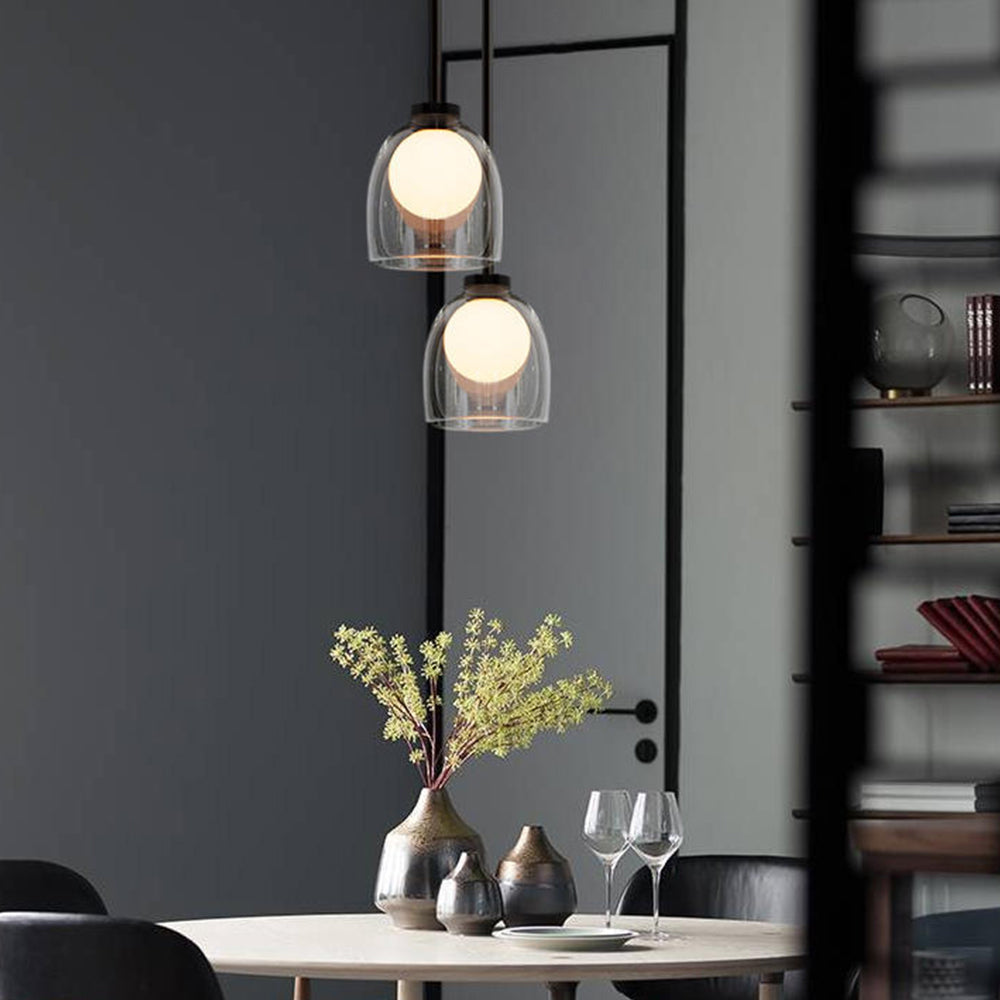 Moderne Glas-Hängelampe mit Transparentem oder Rauchfarbenem Schirm – Elegante und Raffinierte Beleuchtung