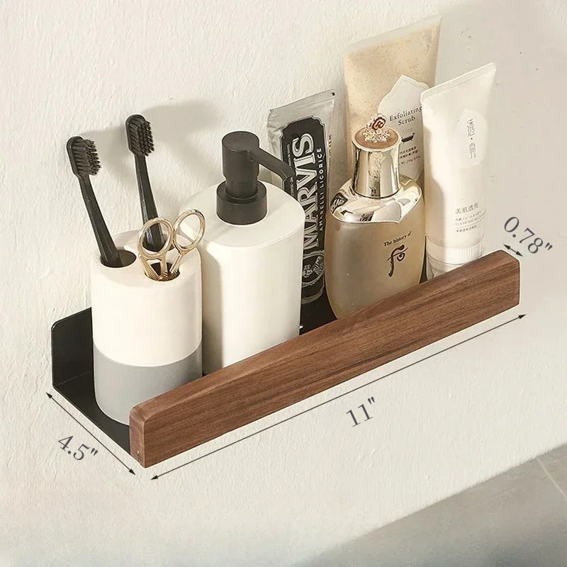 No Punch Massivholz Badezimmer Wandregal Dusche und Toiletten Organizer