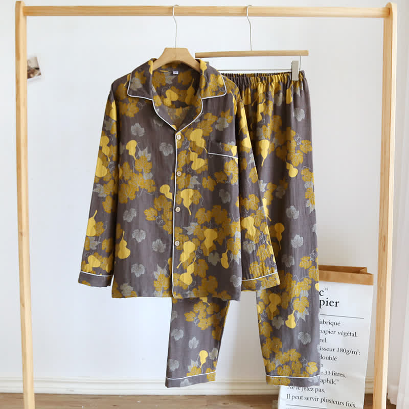 Pyjama-Set aus Baumwolle mit langen Ärmeln in Kürbisform