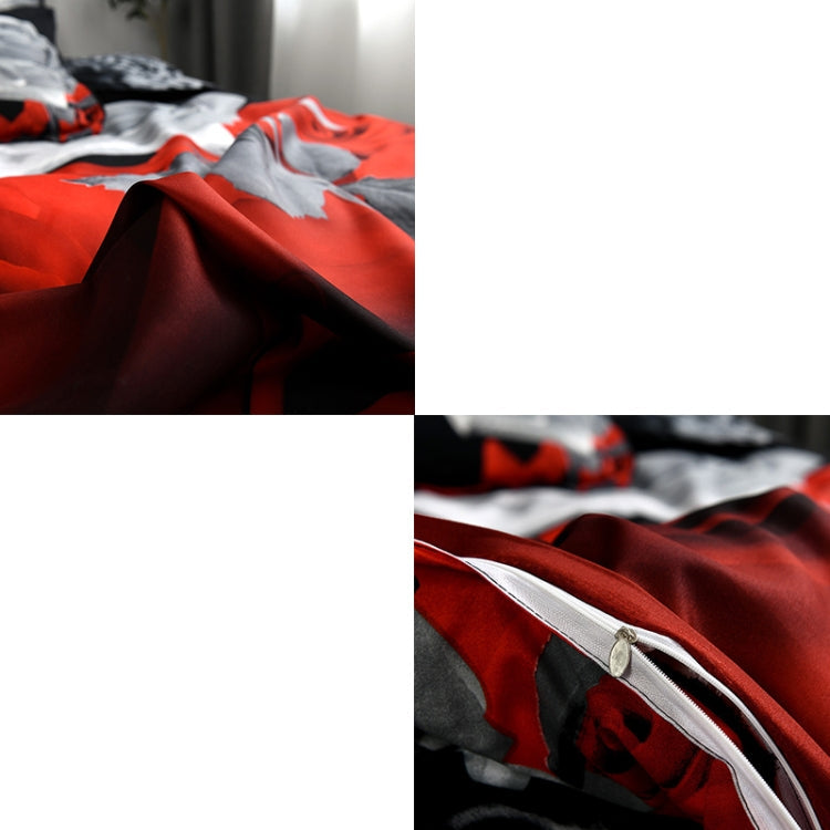 3D Jacquard Bettbezug 200x200 cm – Rote Rose Design – Mikrofaser