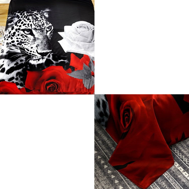 3D Jacquard Bettbezug 220x240 cm – Schwarzer Leopard & Rose Design – Mikrofaserstoff