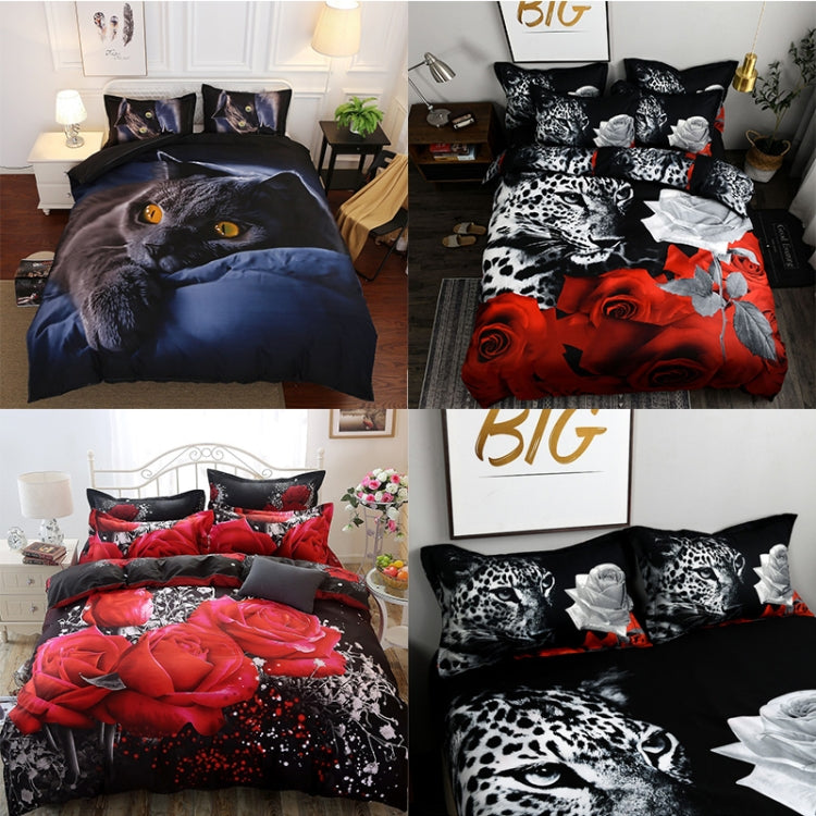 3D Jacquard Bettbezug 220x240 cm – Schwarzer Leopard & Rose Design – Mikrofaserstoff