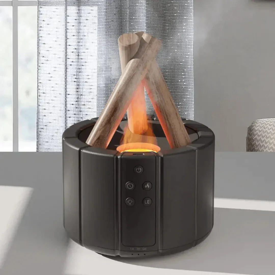 LED-Flammenluftbefeuchter – Ultraschall-Diffusor mit Aromatherapie und realistischem Feuereffekt