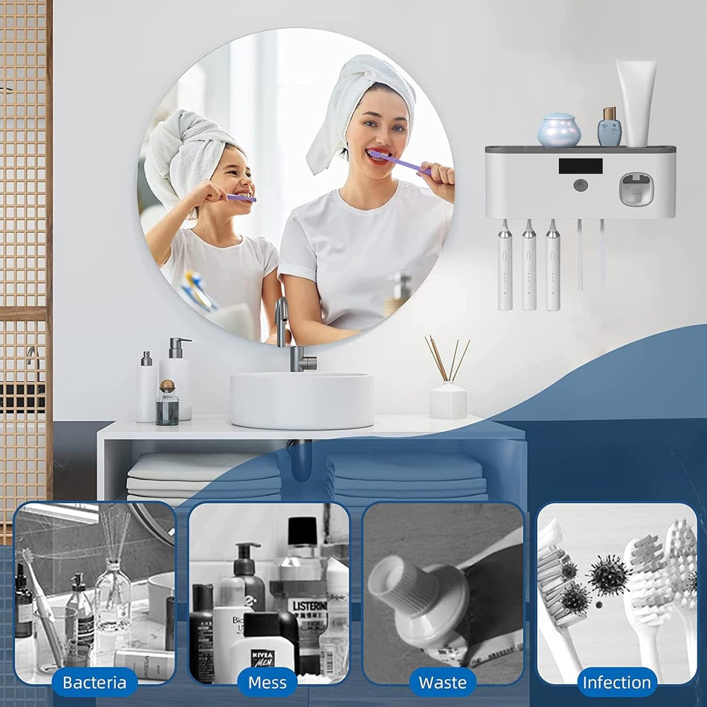 Smart Zahnbürstenhalter für das Badezimmer mit UV-Desinfektionsgerät
