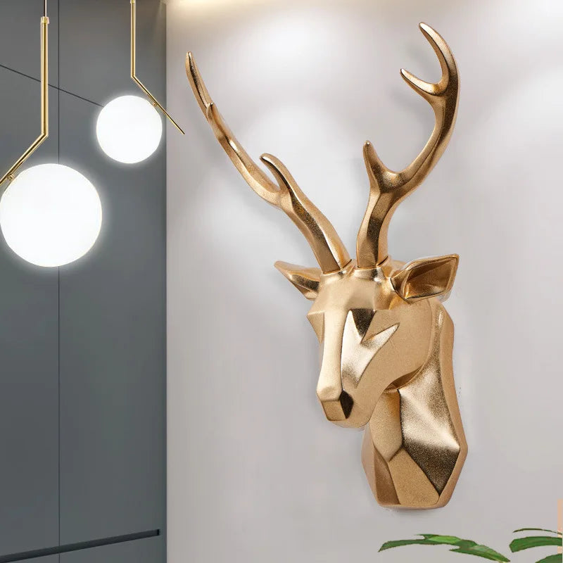 3D Gold Reh Kopf Wand Kunst für eine Luxuriöse Atmosphäre