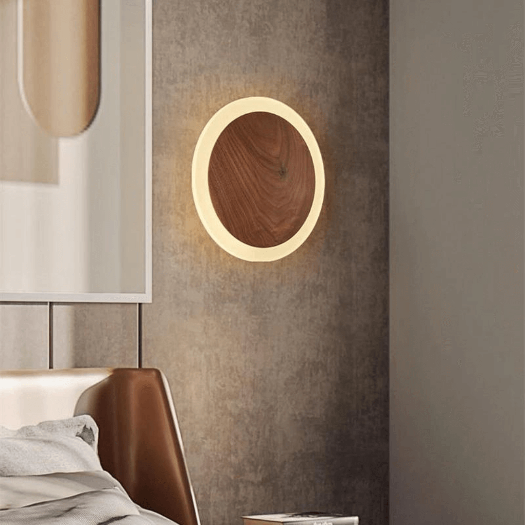 Nordic Walnut LED Wandleuchte - Moderne Holz Akzentbeleuchtung