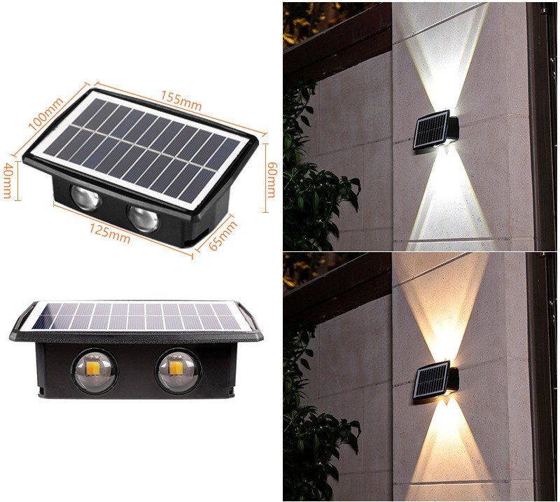 Solar LED Außenwandleuchte mit Up & Down Effekt – Moderne Wandbeleuchtung für Garten und Terrasse