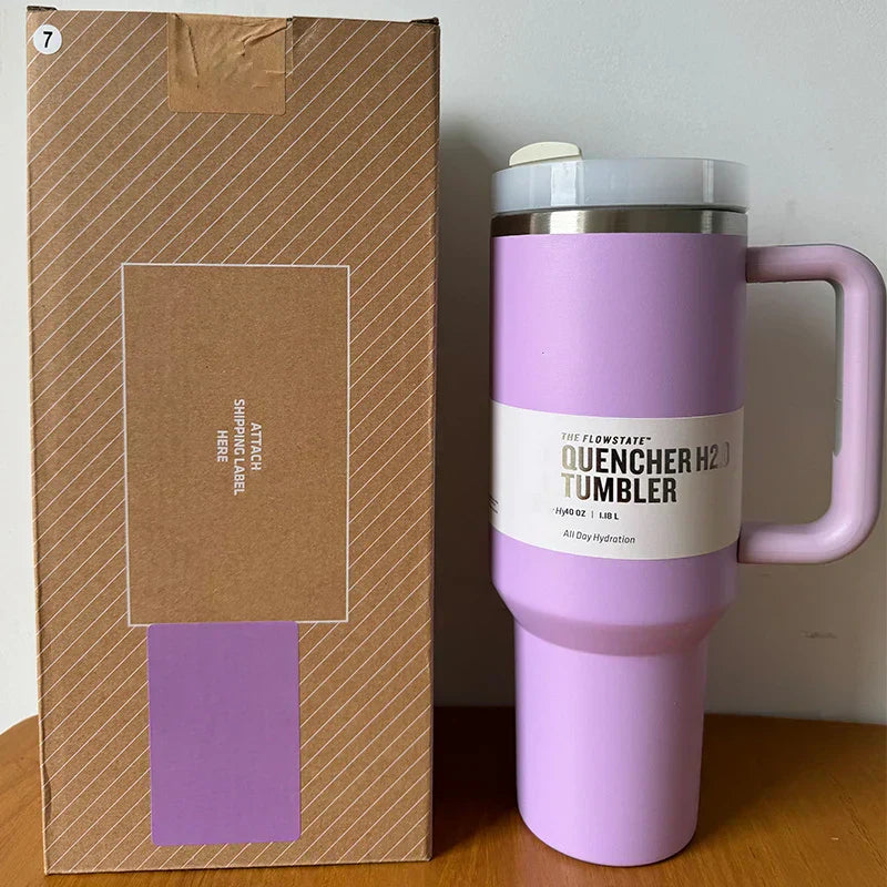 40 Oz Isolierter Edelstahl Reisebecher mit Henkel, Auslaufsicherem Deckel & Strohhalm