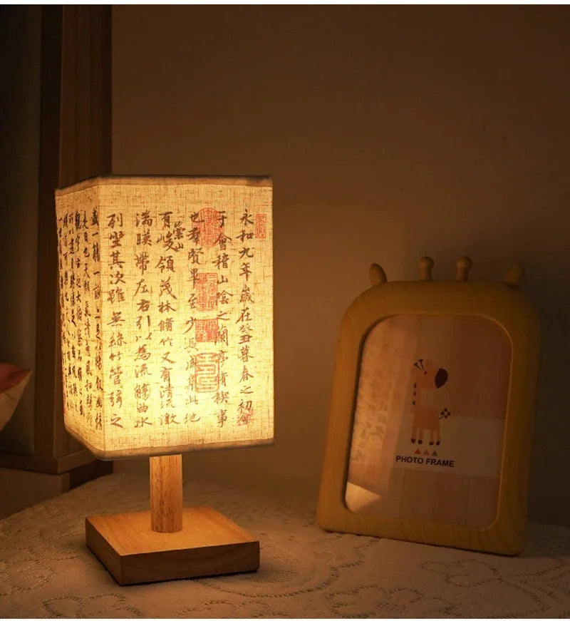 Garduru Tischlampe mit Stoffschirm | Dimmbares Nachtlicht im chinesischen Stil | Elegante Nachttischlampe & Schreibtischlampe - Konsta
