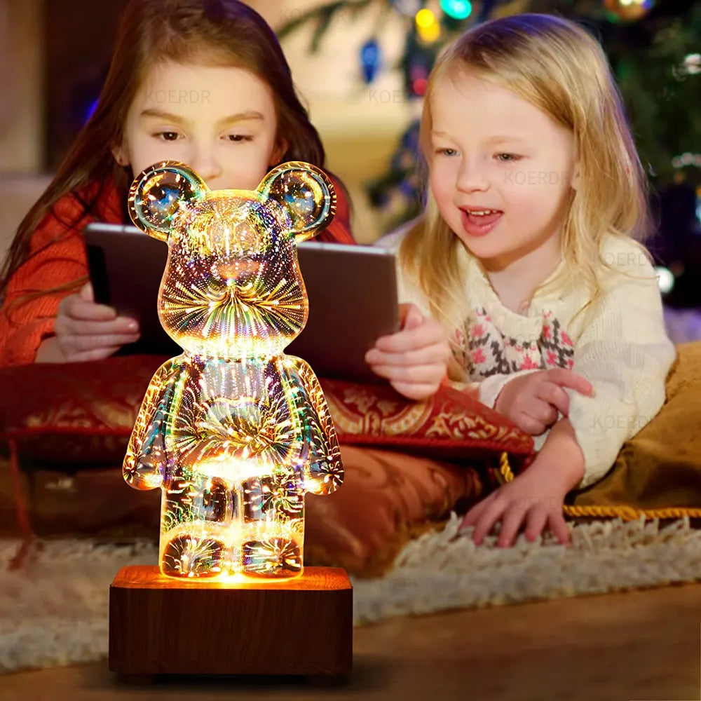 3D Galaxie Feuerwerk LED Bärenlampe
