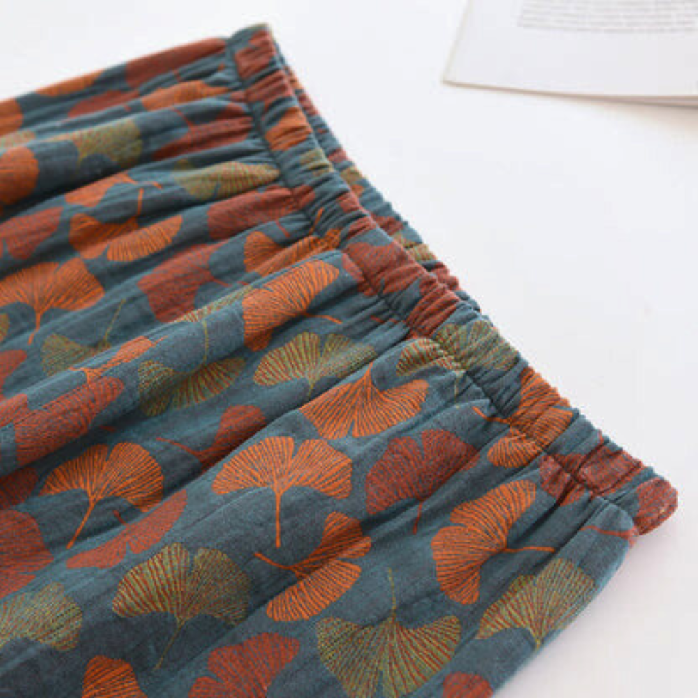 Blattprint Button-Up Loungewear Set