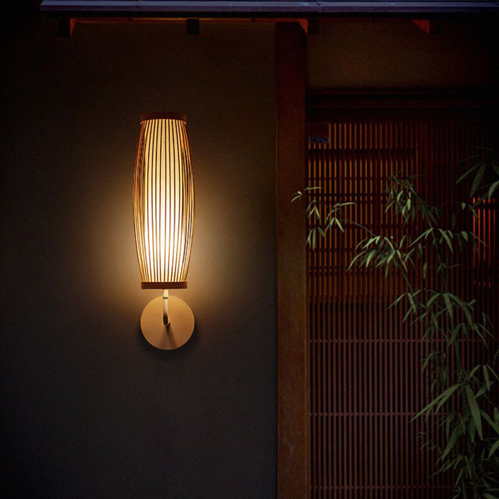 Muto Japanische LED-Wandleuchte – Innenbereich – Schlafzimmer/Wohnzimmer – Bambus