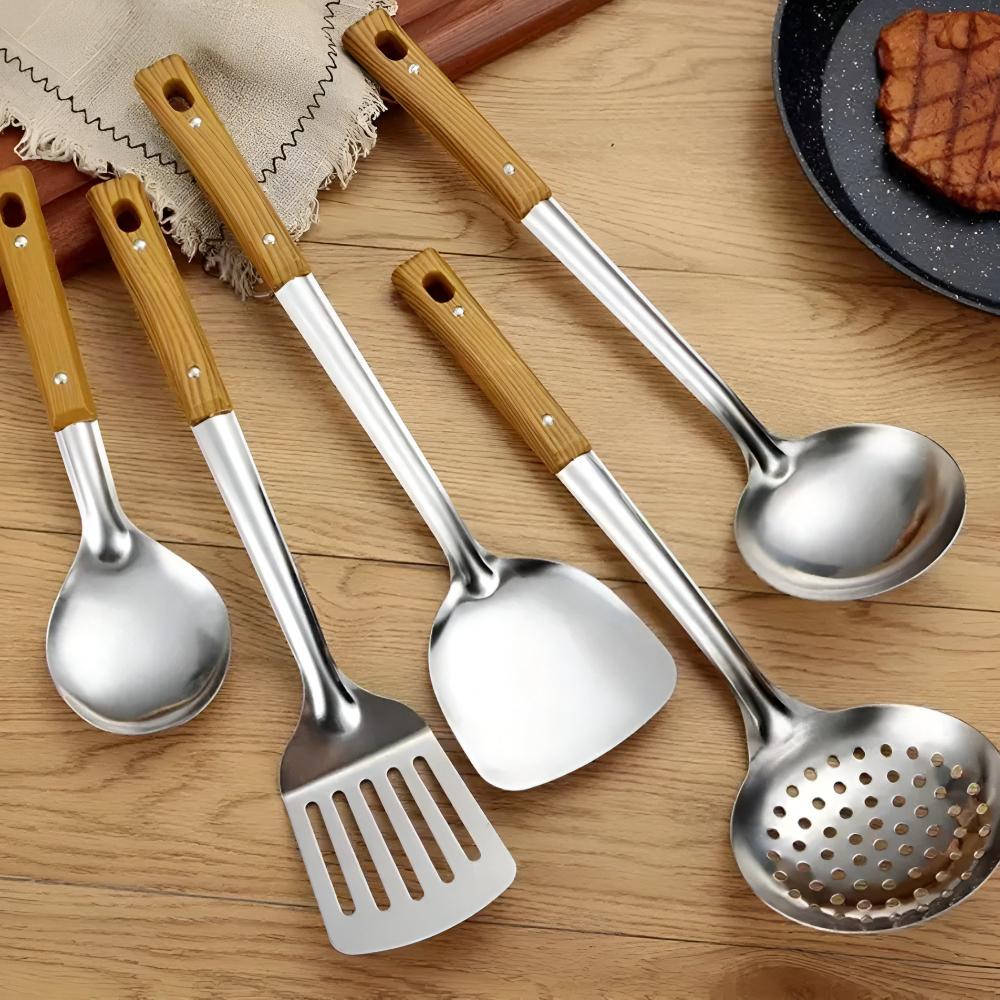 Chefévo – Luxuriöses Küchen-Set aus Edelstahl mit Holzgriff