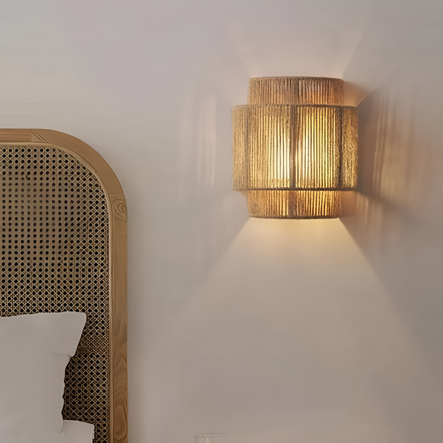 Handgewebte LED-Wandlampe – Bohemian Stil Wandbeleuchtung für gemütliche Innenbeleuchtung