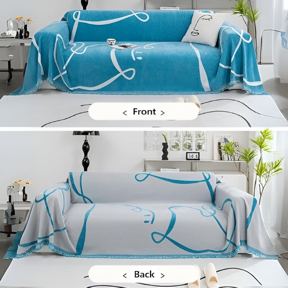 Abstract Line Wendbarer Chenille Sofaüberwurf