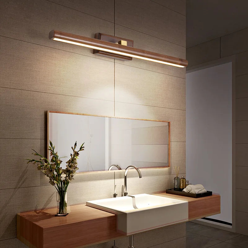 Massivholz-Schrankspiegel LED Wandleuchte Badezimmer Wandleuchtenarmatur