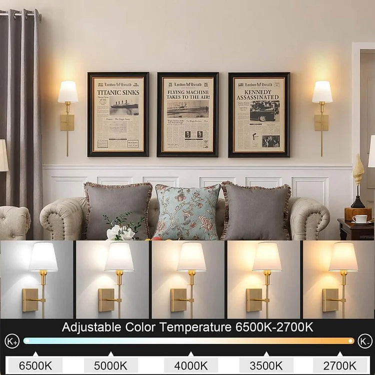 Garduru Wireless Wandlampe – Fernbedienbare LED-Lampe in Gold, Schwarz und Silber