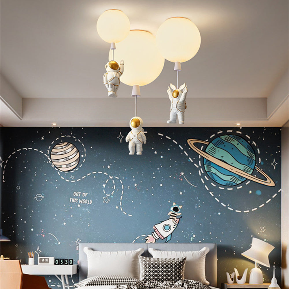 Garduru Moderne Mond & Astronaut LED Deckenleuchte – Verspielt Weltraum-Themenlampe