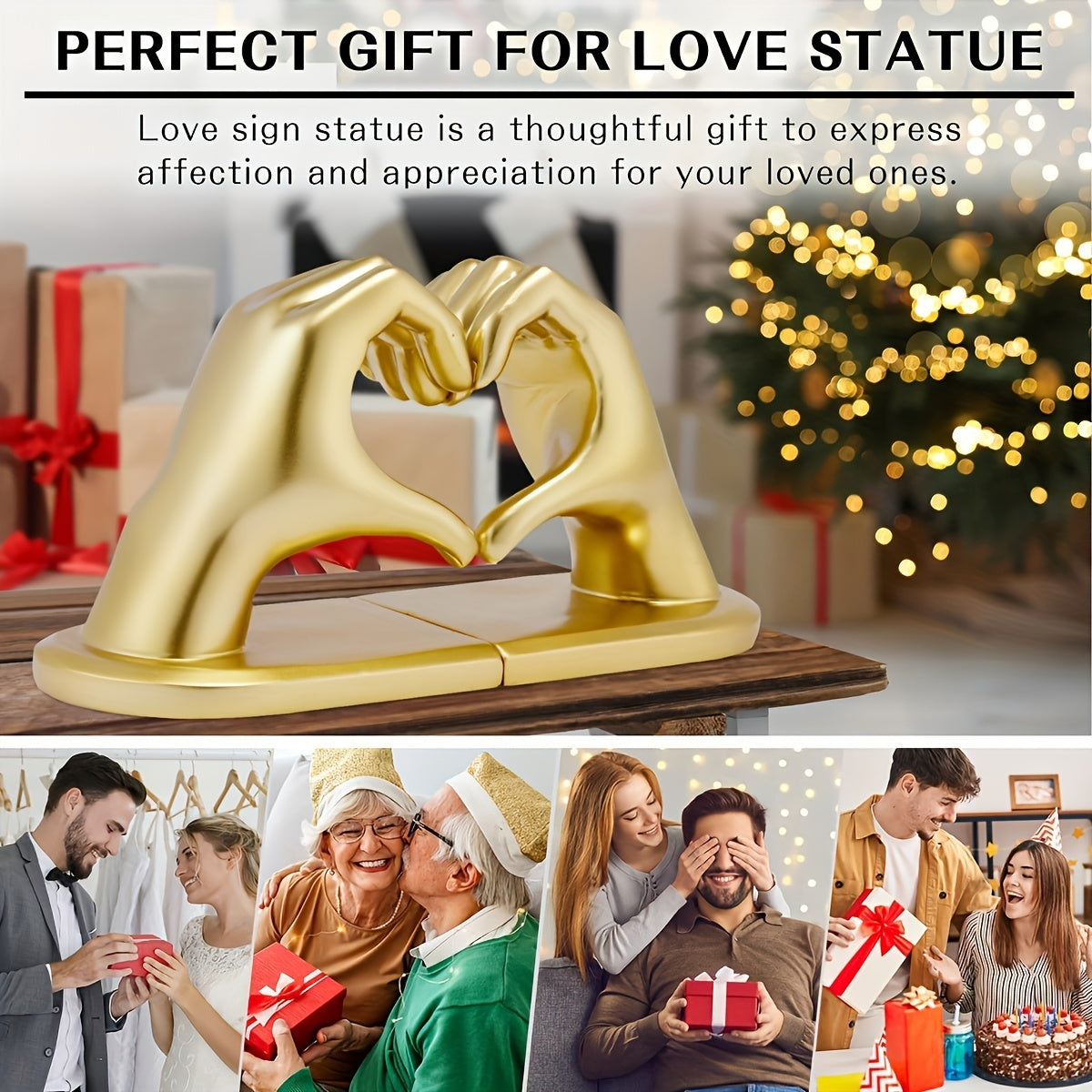 GoldenHeart - Buchstütze Set von 2 - Moderne Kunst Skulptur für Wohnkultur