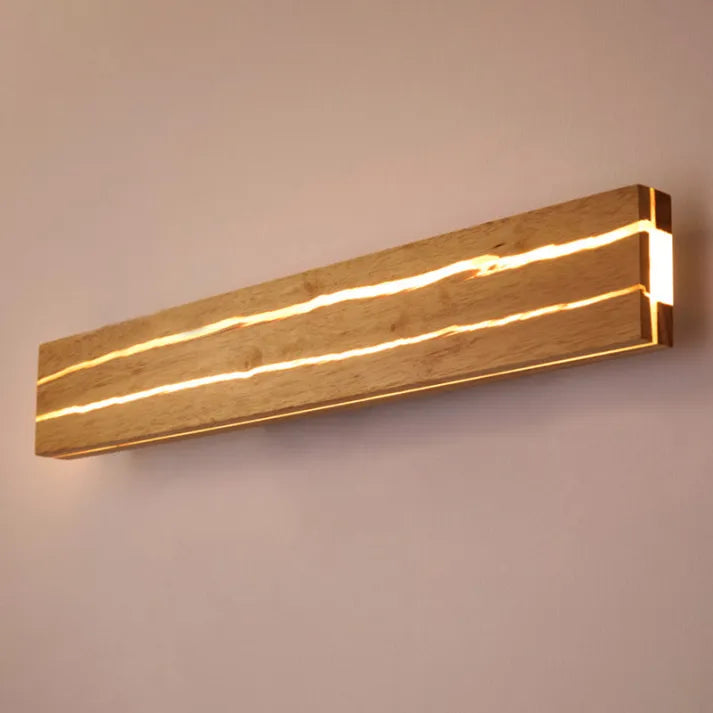 Moderne Wandlampe aus Holz mit Rissmuster - Elegante LED-Beleuchtung für Wohnzimmer und Schlafzimmer