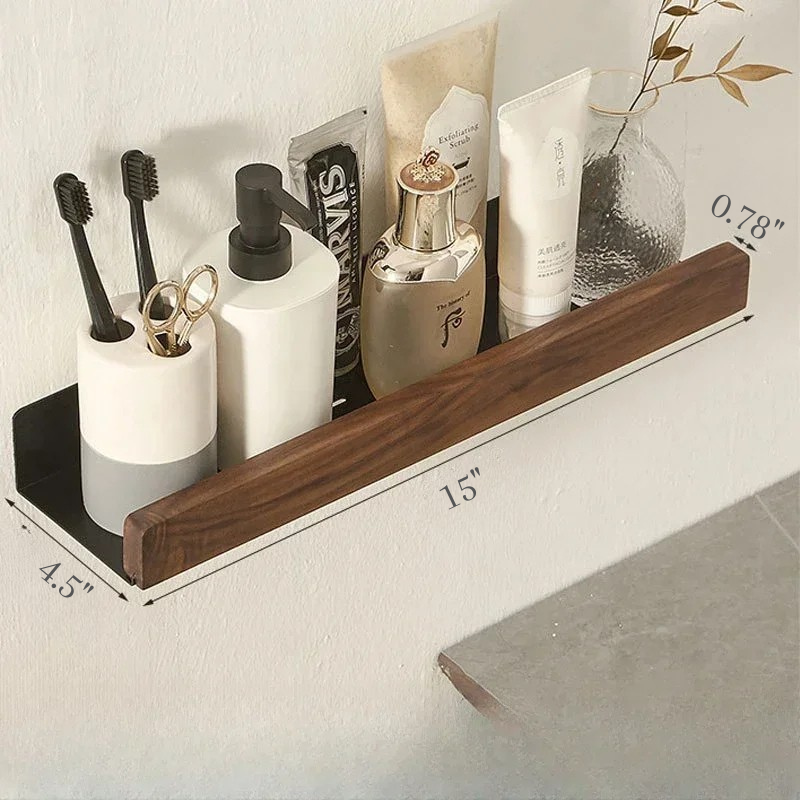 No Punch Massivholz Badezimmer Wandregal Dusche und Toiletten Organizer
