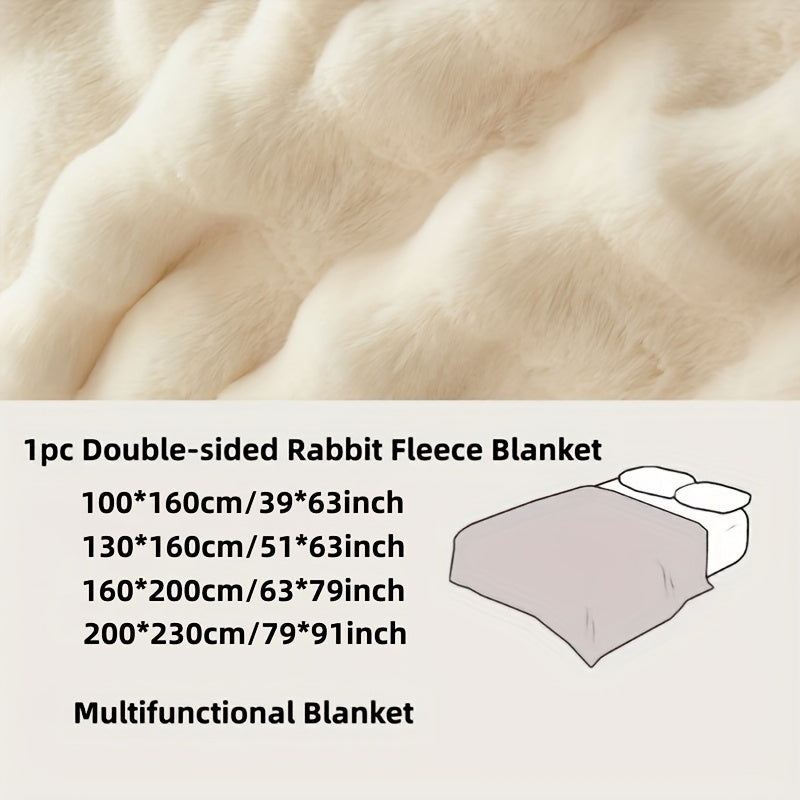 Garduru Fleece-Decke aus Faux Kaninchenfell – Weich, Warm & Vielseitig für Alle Jahreszeiten