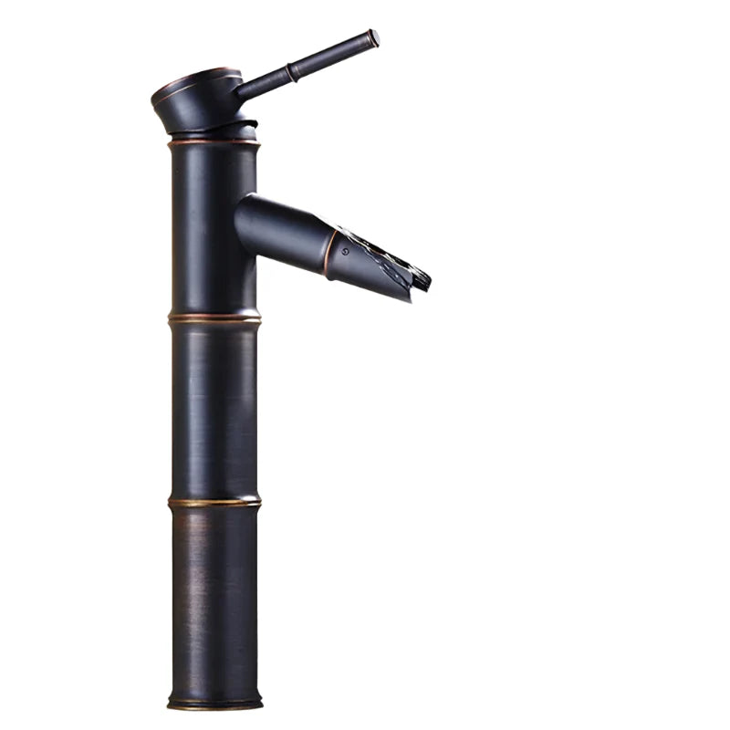 Schwarzer Bambus Messing Wasserfall Badezimmer Waschbecken Armatur Mischbatterie