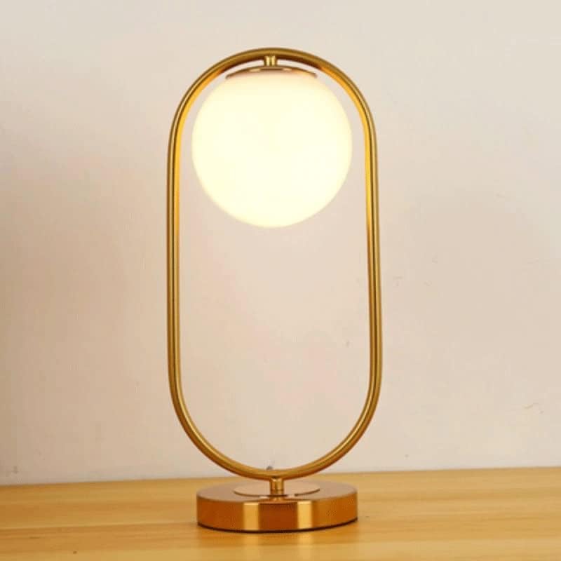 LuxeBrass Lampe - Messing LED Tischlampe mit Glas-Schirm für Schlafzimmer & Schreibtisch