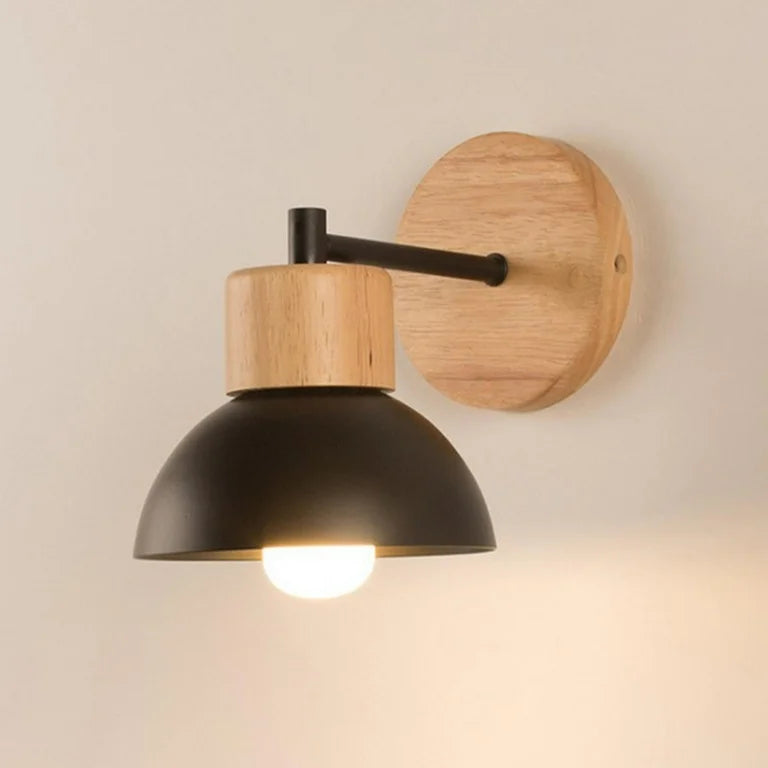 Nordic LED Wandleuchte mit Holzfuß – Elegante Eisen Wandlampe für Haus und Büroun 쓰기